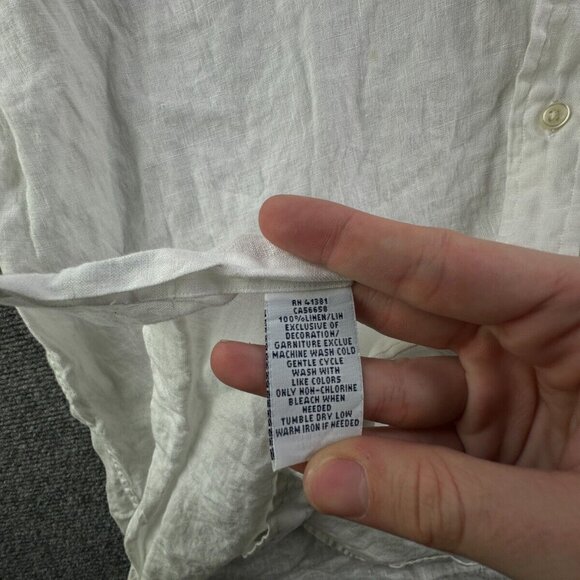 Ralph Lauren XL All Linen White Long Sleeve Button Up Shirt Men Blue Pony Logo - Picture 11 of 16